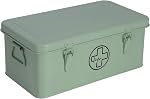First Aid Medicine Box, First Aid Kit Supplies Bin, Metal Medicine Storage Tin, First Aid Empty Box with Safety Lock for Home Emergency Tool Set-Red