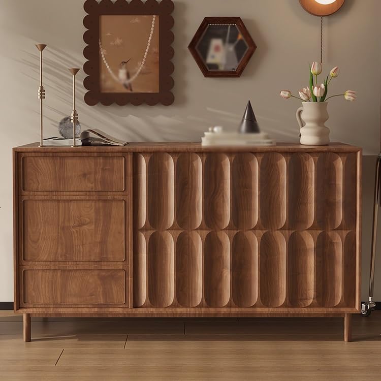 Sideboard Cabinet Retro Porch Cabinet Solid Wood Living Room Bedroom Wall Sideboard Sideboard Cabinet with Drawers(140cm)