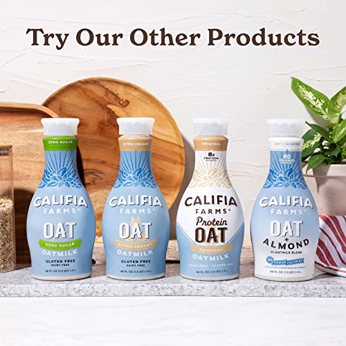 Califia Farms - Zero Sugar Oat Milk, 48 Oz, Dairy Free, Plant Based, Vegan, Gluten Free, Non Gmo, High Calcium, Sugar Free, Oatmilk #TOP3