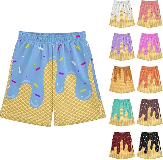 2025 New Ice Cream Shorts, Ice Cream Baseball Pants, Casual Elastic Waist Shorts3