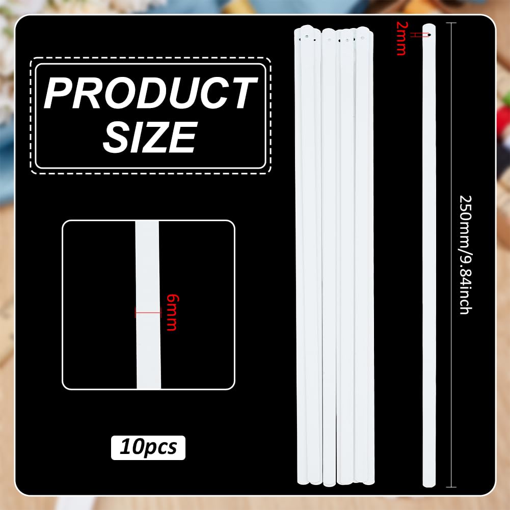 BENECREAT 10pcs White Metal Boning, 9.84 x 0.24 Inch Corset Strips White Webbing Boning for Bridal Dress Bustle Handmade Craft Wedding Dresses DIY Sewing Supplies