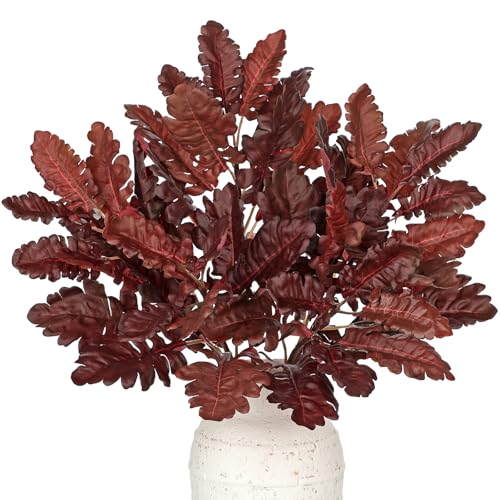Faux Oak Leaf Branches 5 Pcs Fall Leaf Stems for