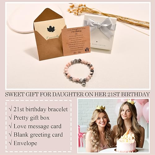 21st Birthday Gifts for Women Her, 21 Year Old Birthday Gifts for Her, Beaded Bracelet Gifts for 21st Birthday Female, Happy 21st Birthday Gifts Ideas for Daughter Granddaughter Niece Friend4