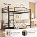 IDEALHOUSE Bunk Bed Twin Over Twin with Ladder & Full Safety Guardrail, Heavy Duty Metal Twin Over Twin Bunk Bed 400 Lbs Load Capacity, Space-Saving, Noise Free, No Box Spring Needed, Easy Assembly, B