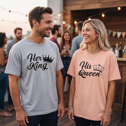 Image of Anniversary Matching Shirts, for Couple, Heart Design T-Shirt Set, Wedding Present, Honeymoon Outfit