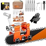 Kettensäge Schärfgerät, Tragbar Handkurbeln Kettensägenschärfer Kit mit 5 Schleifköpfen,Zahnschärfer, Sägeketten Schärfgerät für alle Arten von Kettensägen Motorsägenketten Schärfgerä