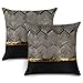 Artscope Juego de 2 Fundas de Cojines para Cama Sofá Coche Decoración de Lujo Moderno Minimalista Piel Dorada con Costuras Onduladas Cuadradas 45 x 45 cm Negro