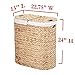 Seville Classics Water-Hyacinth Lidded Oval Double Laundry Hamper, Hand-Woven