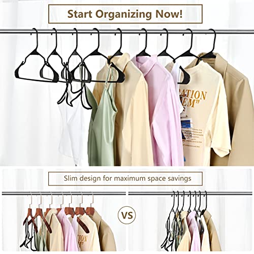 Mecto Hangers 20 Pack, Plastic Black Notched Coat Hanger Space Saving Tubular Heavy Duty Clothes Hangers For Everyday Standard Use On Suits Coats Pants Dress Shirts (Black, 20 Pack) #TOP7