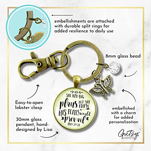 Gutsy Goodness PRKEYW005394 Faith Keychain She Had Big Plans Bronze Boho Style Jewelry For Women Teen Girls, Key Ring - Handmade Life Journey Mantra Inspirational Pendant thumb #5