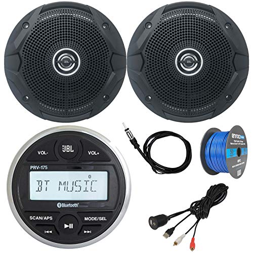 Gauge Style Marine Digital Media Bluetooth Receiver Bundle Combo with 2 x 6.5 150 Watts Dual Cone Black Boat Speakers, Enrock USB/AUX Interface, Enrock Hideaway Antenna, Enrock Speaker Wire Gauge Style Marine Digital Media Bluetooth Receiver Bundle Combo with 2 x 6.5" 150 Watts Dual Cone Black Boat Speakers, Enrock USB/AUX Interface, Enrock Hideaway Antenna, Enrock Speaker Wire