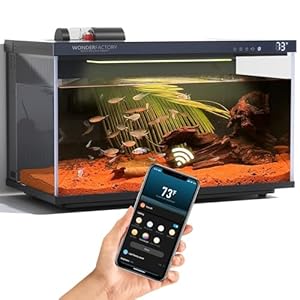 Smart Aquarium Fish Tank 5 Gallon Starter kit, Self Cleaning System Efficiency Filter 7 Color LED Lights Automatic Feeder Temperature Display Monitor HD UHA Glass Leak-Proof, Smart Control with Apps