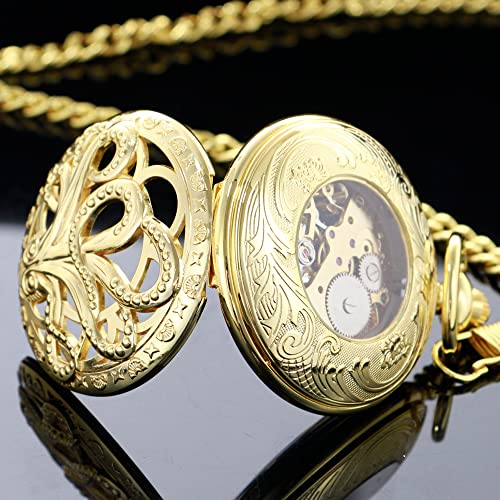 Reloj de bolsillo mecánico steampunk con esfera de pulpo esculpida y números romanos 6