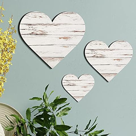 Jetec 3-Piece Rustic Wood Heart Wall Decor Cover