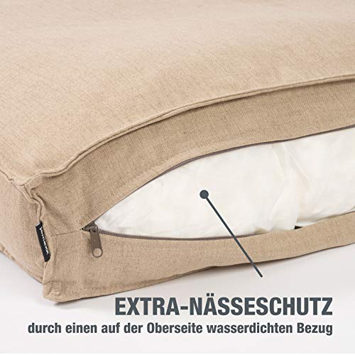 JAMAXX Premium Hundekissen in edler Leinen-Optik/Orthopädisch Memory Visco Schaumstoff/Waschbar Abnehmbarer Bezug/Wasserabweisender Innenbezug - Hundebett PDB1005 (S) Coffee-beige 65x50