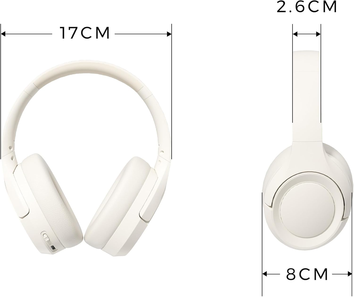L50 Noise-Cancelling Headphones, Wireless Over-Ear Bluetooth Headphones, 50-Hour Playback Time, High-Resolution Audio, Bass, Memory Foam Ear Cups, Travel, Office, USB-C Charging (White)