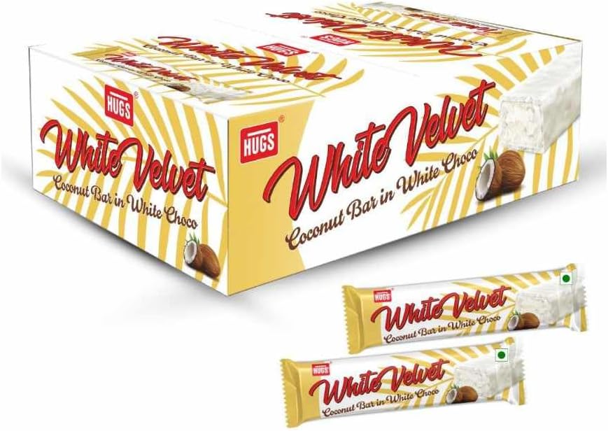 Hugs White Velvet - White Chocolate Coconut Bars (30 Units)