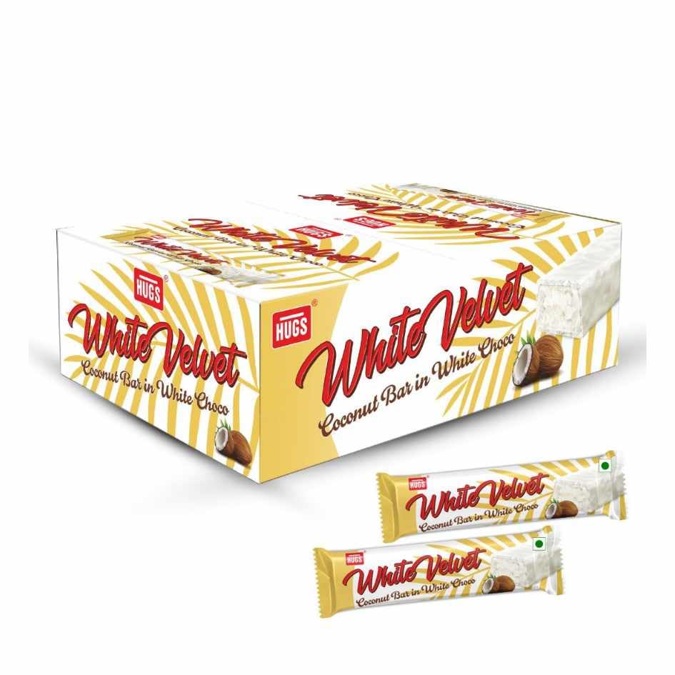 Hugs White Velvet - White Chocolate Coconut Bars (30 Units)