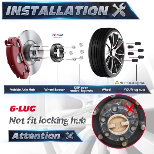 Image of KSP 4PCS 6x139.7 Wheel Spacers for 2023+ Tundra 2024+ Tacoma 2025+ 4Runner, 1.5 inch 6x5.5 Wheel Adapter with 14x1.5 Lug Studs 95.2mm Hub Bore, Compatible with Toyota-Lexus 6 Lug