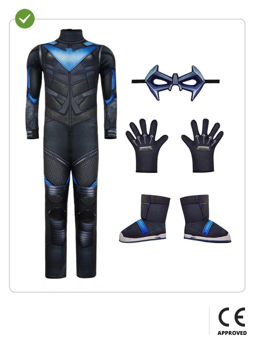 Funidelia | Costume di Nightwing - Gotham Knights per bambino - Videogiochi, Supereroi, DC Comics - Costume per bambini e accessori per Feste, Carnevale e Halloween - Nero