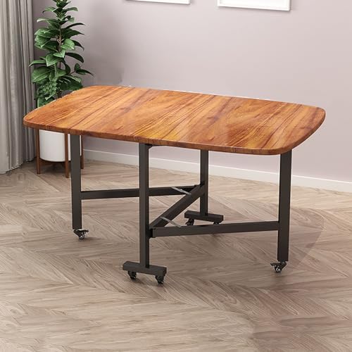 Tavolo da pranzo in legno a forma di foglia, tavolo allungabile a farfalla con ruote universali, scrivania pieghevole multifunzione per piccoli spazi, tavolo mobile salvaspazio