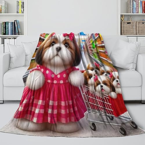 Couverture de lit microfibre chaude et douce plaid chien imprimé 3D
