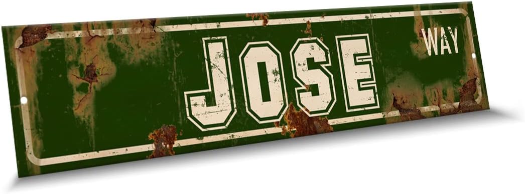 Jose Name Green White Color Street Sign, 4"x 18" Aluminum Metal Novelty Sign, Indoor - Outdoor, Design y8