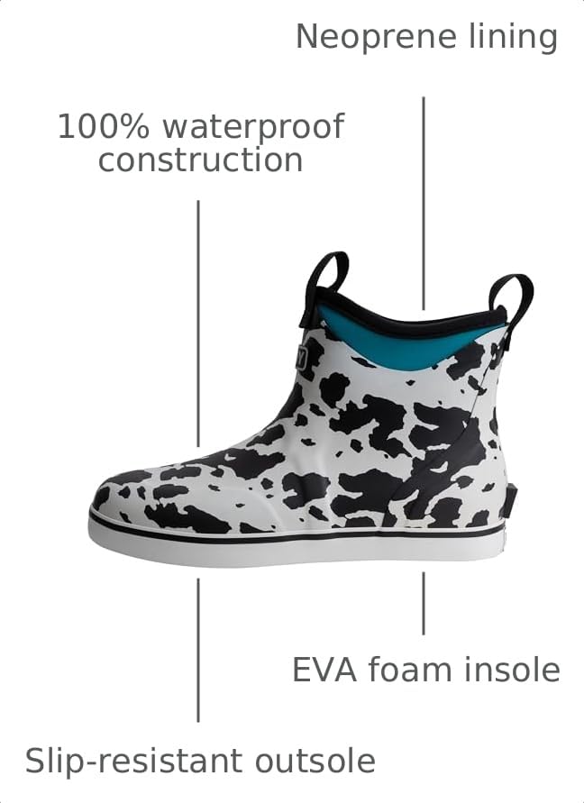 Image of Buoy Boots Women's Waterproof Ankle Rain Boots, Rubber Deck & Fishing Boots | Neoprene Lining, EVA Foam Insole, Slip-Resistant Non-Marking Outsole for Comfortable Traction on Boats, Farms & Wet Ground