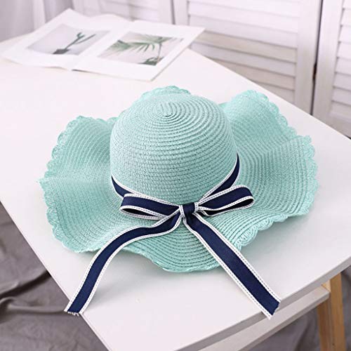 Easter Bonnet Tea DIY Straw Hat for Kids Child Birthday Easter Summer Beach Hat Travel (Green, One Size)2