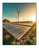 Posterizer 1 pcs – Bright Horizon with Wind Turbines and Solar Panels – Sustainable Future – Landscape & Nature – for Men, Women, Teens – Decor for Home & Office – 16x20 Unframed Wall Art
