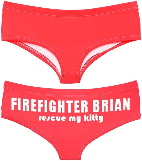 Custom Name Women's Firefighter Panty Rescue My Kitty