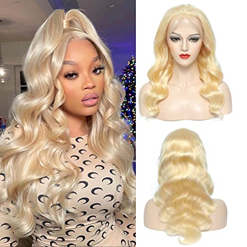 613 Lace Front Wig Human Hair 13x4 HD Body Wave Blonde Lace Front Wigs Human Hair Pre Plucked with Baby Hair 613 Frontal Wig 150% Density Brazilian Virgin Hair for Women (24Inch)