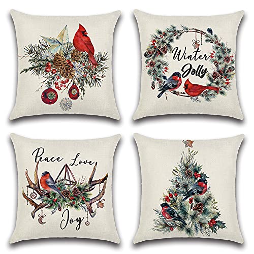 JOTOM Weihnachten Kissenbezug wasserdichte Kissenhülle 45x45cm 4er...