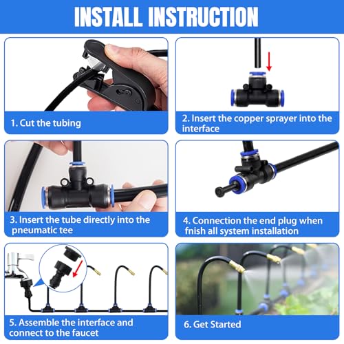 Systeme Irrigation Jardin, Kit de Système d’Irrigation avec Buse Réglable, Système d’Irrigation Automatique de Jardin à 360°, Arrosage pour Jardin, Cour, Pelouse, Serre (15 m / 49,2 ft) – Image 7