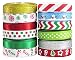 Q-YO Holiday Grosgrain Ribbon Set for Gift Package Wrapping, Hair Bow Clip Accessory Making, Crafting, Wedding Decor. (60yd(12x5yd) 3/8" Grosgrain Ribbon-Xmas