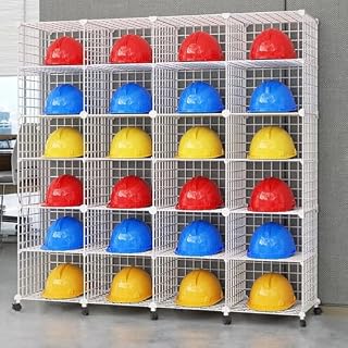 Soporte de almacenamiento de casco de seguridad, jaula de exhibición ajustable y apilable para tiendas minoristas y talleres