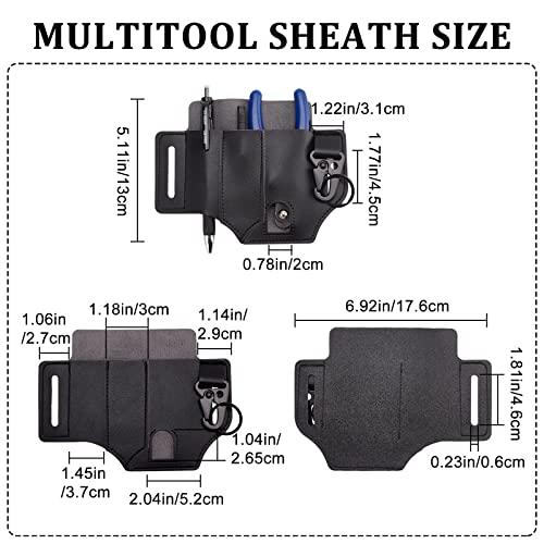 Image of GORGECRAFT Leather EDC Pocket Organizer for Men Leatherman Pen Holder Sheath Key Fob Flashlight Sheath Holster EDC Leather Pouch Multitool Sheath for Belt（Black）