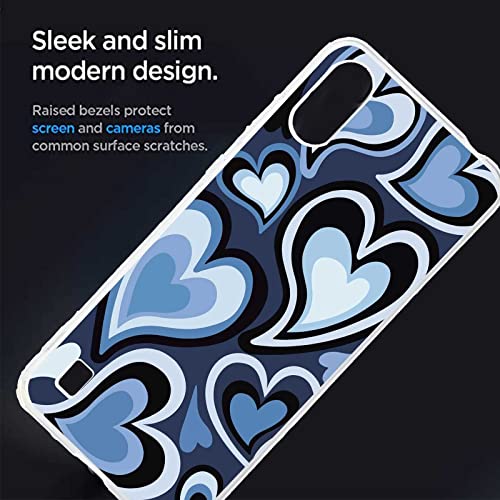 Designed For Zte Blade A5 2020/A51 Lite Heart Case, Blue Love Hearts Coffee Latte Swirls Valentines Graphic For Zte Case Women Girls, Soft Tpu Case For Zte #TOP4