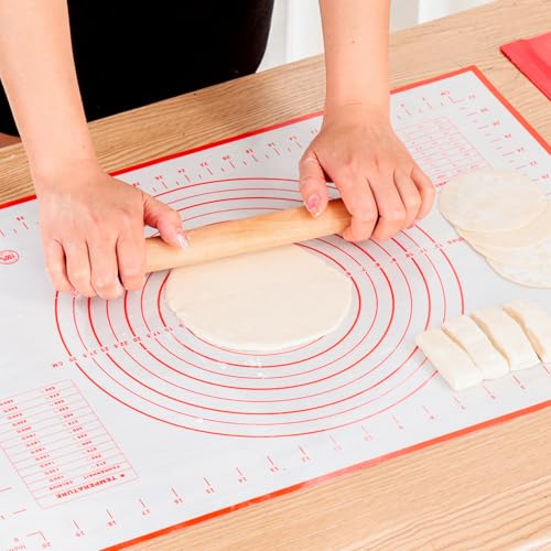 Nifogo Silikonmatte Backmatte Silikon Backunterlage Groß 70 x 50 cm, Teigmatte Wiederverwendbar Antihaft Rutschfest mit Messung Teigschaber
