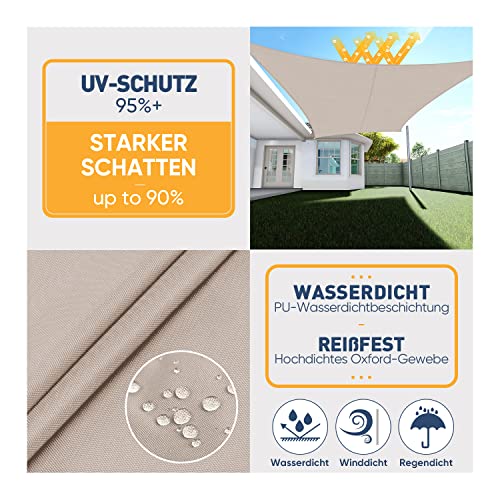 Sonnensegel Rechteck 1,5x1,8m Wasserabweisend | Für Garten, Terrasse Als Sicht- & Windschutz