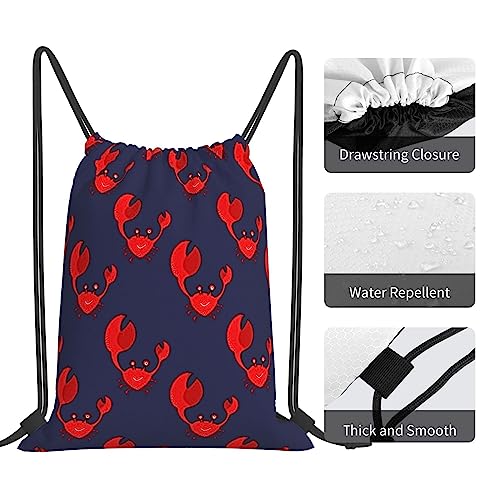 Cute Crab Of Animal Pattern Drawstring Bag Backpack Gym Bags Sports Sack Shopping Yoga Travel String Daypacks For Men Women Adult4