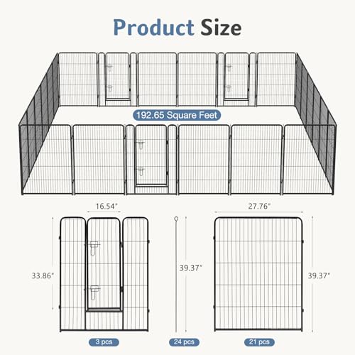 Image of DUMOS Dog Playpen 40 Inch 24 Panels Indoor Outdoor Metal Pet Fence | Foldable Dog Play Pen with Door, Portable Exercise, RV Camping, Puppy Small Medium Large Dogs