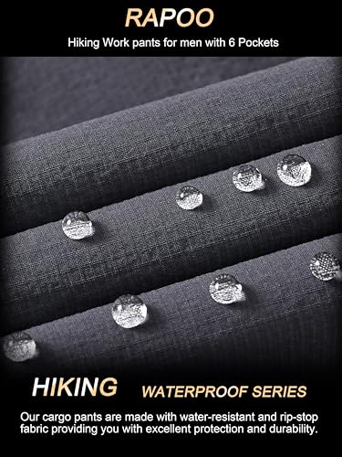 Rapoo Mens Hiking Pants Lightweight Water Resistant Breathable Nylon Cargo Pants with 6 Pockets4