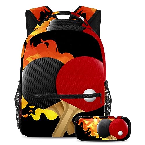 VAPOKF - VAPOKF Ensemble de cartables pour adolescents, filles, garçons, étudiants, sac à dos avec trousse pour l'école – Ensemble de tennis de table flamboyant, multicolore, One Size, Ensembles de sacs