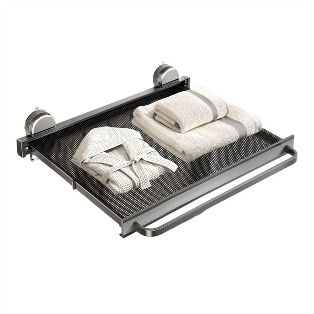 Łazienkowy pojemnik pod prysznic, przyssawka, wieszak na ręczniki, wysuwany uchwyt na ręczniki, montowany na ścianie, chowany aluminiowy organizer na ręczniki z prętem i haczykami do