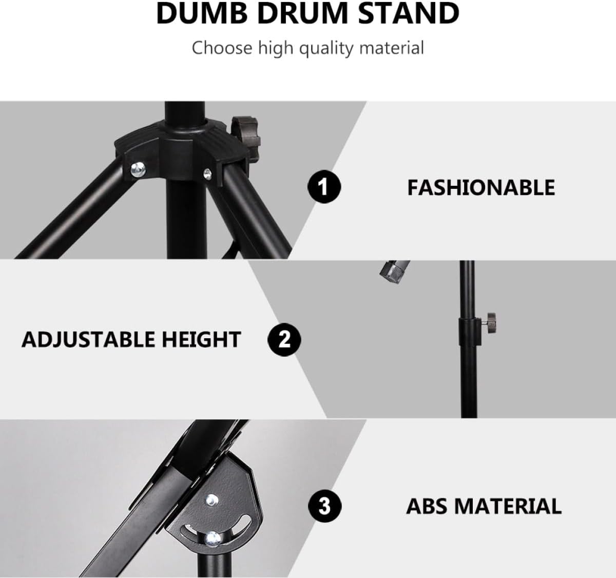 Adjustable Dumb Drum Stand with Iron and Abs Material Practice Pad Rack for Beginners and Professionals Height Adjustable Black Snare Drum Holder for Secure Storage