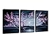 Moyedecor Art - 3 Pieces Modern Canvas Painting Wall Art The Picture for Home Decoration Purple Plum Blossom in Night View Sea View Print On Canvas Giclee Artwork for Wall Decor Gift Piece