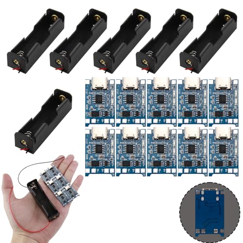 Ya en mundofriki.es: 6 Piezas de Soportes de Batería de 3.7V 18650 con Ranura Única + 10 Piezas Placa de Carga del módulo del Cargador de batería de Litio Type-C USB-C 5V 1A 18650, Incluye Cables y Protección Integrada