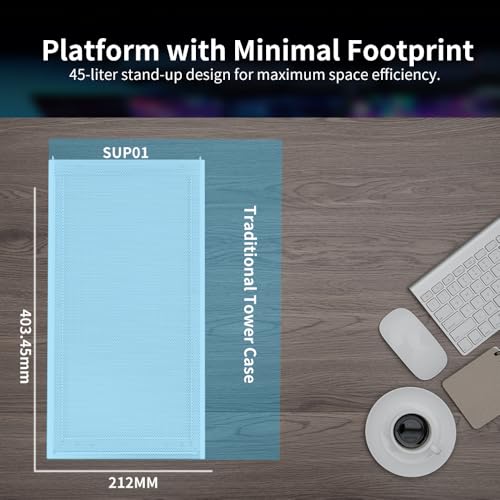 Image of Lian Li SUP 01-45L Stand-Up Platform case- Independent Chamber Direct Cooling design-510mm PCIe 4.0 Riser Cable-Pre-Installed 3X 120mm Fans-Dual ARGB Strips-Supports 360mm /280mm AIO-White (SUP01W.US)