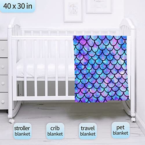 Arnovic Mermaid Fish Scale Blanket, Mermaid Blanket Gifts For Girl Baby Toddler Infant Newborn,Soft Warm Cozy Mermaids Squama Print Throw For Bedroom Living Room Decor 40X30 Inch For Pet #TOP4